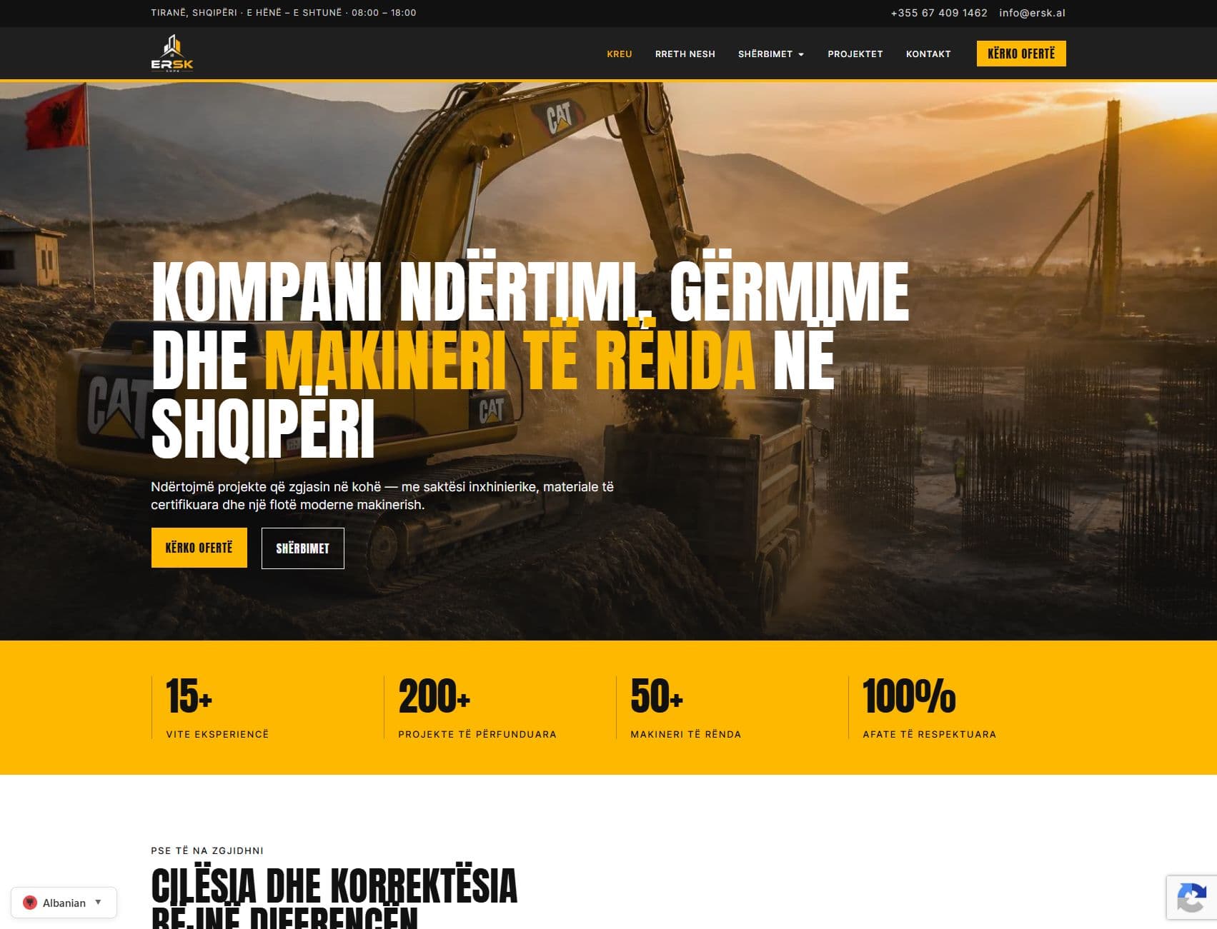 ERSK SHPK — ERSK SHPK — Faqe interneti për ndërtim dhe makineri të rënda